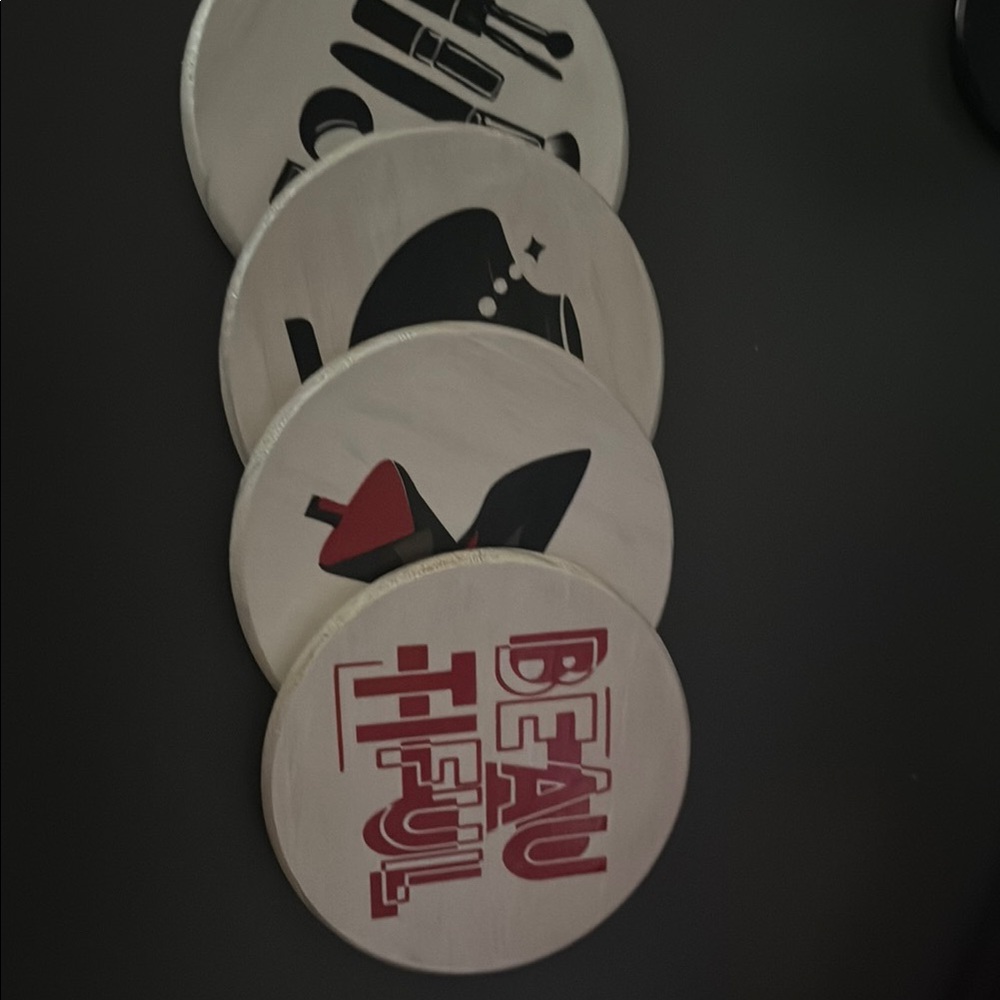 Stylish Black and Red Coasters Set